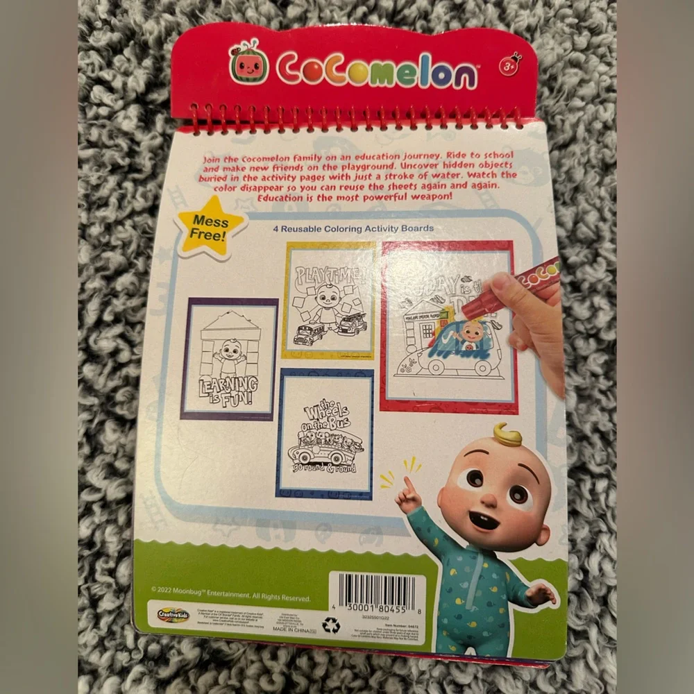 Set of 2 Cocomelon Water Art Reusable Coloring Activity Books w/ Water Pen NEW